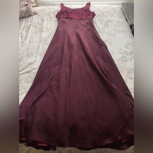 Alex Evenings Burgundy Maxi Dress with Lace Bodice